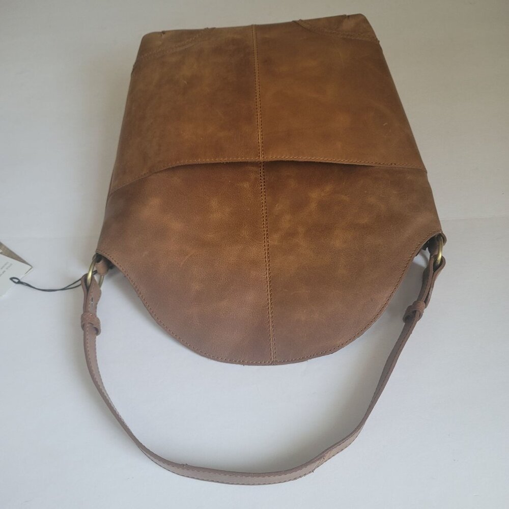 Born Genuine Leather Saddle Floral Embossed Shoulder Handbag - Picture 4 of 14